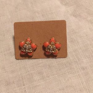 Lia Sophia Orange flower earrings pierced